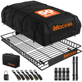Mockins XXL 90x50x6 Heavy Duty Roof Rack Cargo Carrier for Top of Vehicle w/50 CuFt Waterproof Rooftop Cargo Bag | Weatherproof 