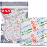Wisesorb 300CC Oxygen Absorbers 50 Pack, 5 Packs of 10 Individual Vacuum Bag, Large Size Food Grade for Mylar Bags Mason Jars Lo