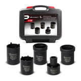 Powerbuilt Spindle Nut Socket Tool Kit, 5 Piece, Remove Spindle Nuts, Various Size Lug Out Spindle Sockets, Size Markings, Stora