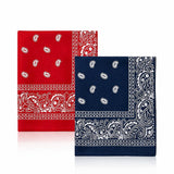 Uqckon Cotton Bandana For Men & Women | Pack Of 2 (Red & Navy Blue) Paisley Printed Head Scarf | Soft Breathable Square | Hair B