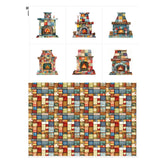 Patchwork Fireplace Cotton Fabric Panel - 6 Designs (10 10 inch Each) + Bonus Sheet 29.5 19.6 inch, 100% Cotton 140 GSM, Made 