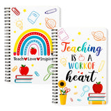 Xqumoi 2 Pack A5 Teacher Spiral Notebooks, Teaching is A Work of Heart Ruled Journal Writing Notebooks School Office Supplies Te