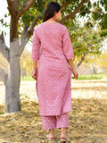 Gosriki Women'S Cotton Blend Straight Printed Kurta With Pant (Cam-Cotton-Pink_4Xl-Go_Pink_Xxxx-Large),Pink,4,B0B8DXTKKK