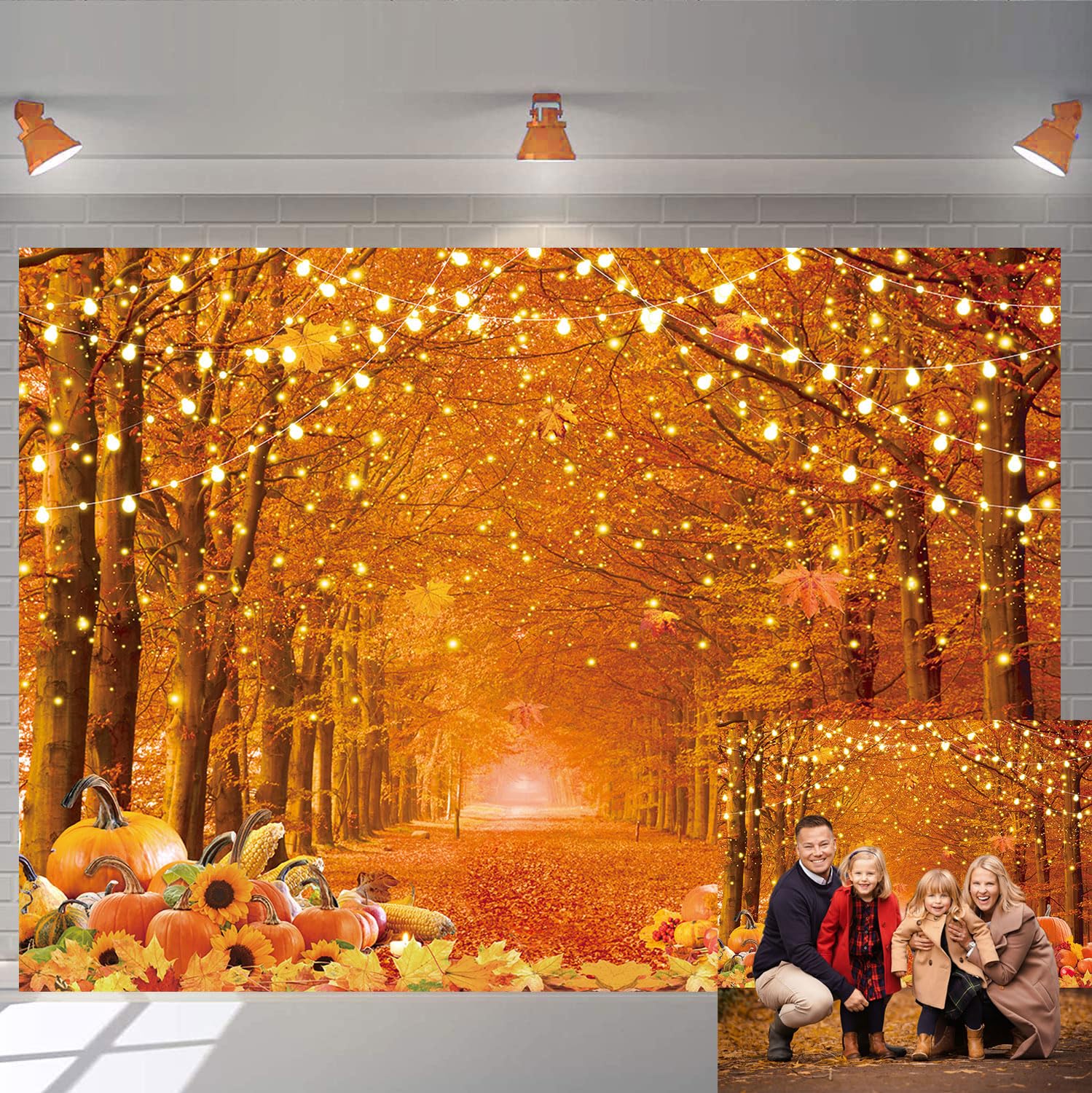 Fall Thanksgiving Photography Backdrop 7x5FT Autumn Natural Scenery Forest Maple Leaves Photo Backdrop for Thanksgiving Kids Adu