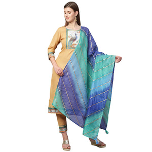 Gosriki Women'S Cotton Straight Kurta With Pant & Dupatta (Kptd-Cot-10055-Beige_Xl-Go_Beige_X-Large),Beige,,B09N8W87LX
