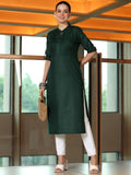 Libas Women'S Silk Regular Kurta (29270_Green Green 2Xl