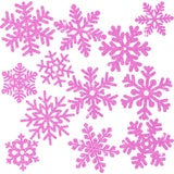 Whaline 48Pcs Christmas Paper Cut-Outs Double-Sided Glitter Pink Snowflake Cutouts with Glue Point for Xmas Winter Wonderland Fr