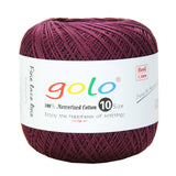 golo Cotton Crochet Thread Balls Size 10 Cotton Knitting Thread Yarn for Crochet Purplish red 757