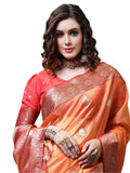 Satrani WomenS Tabby Silk Banarasi Jacquard Saree With Unstitched Blouse Piece(3045S5614NA_Orange2)
