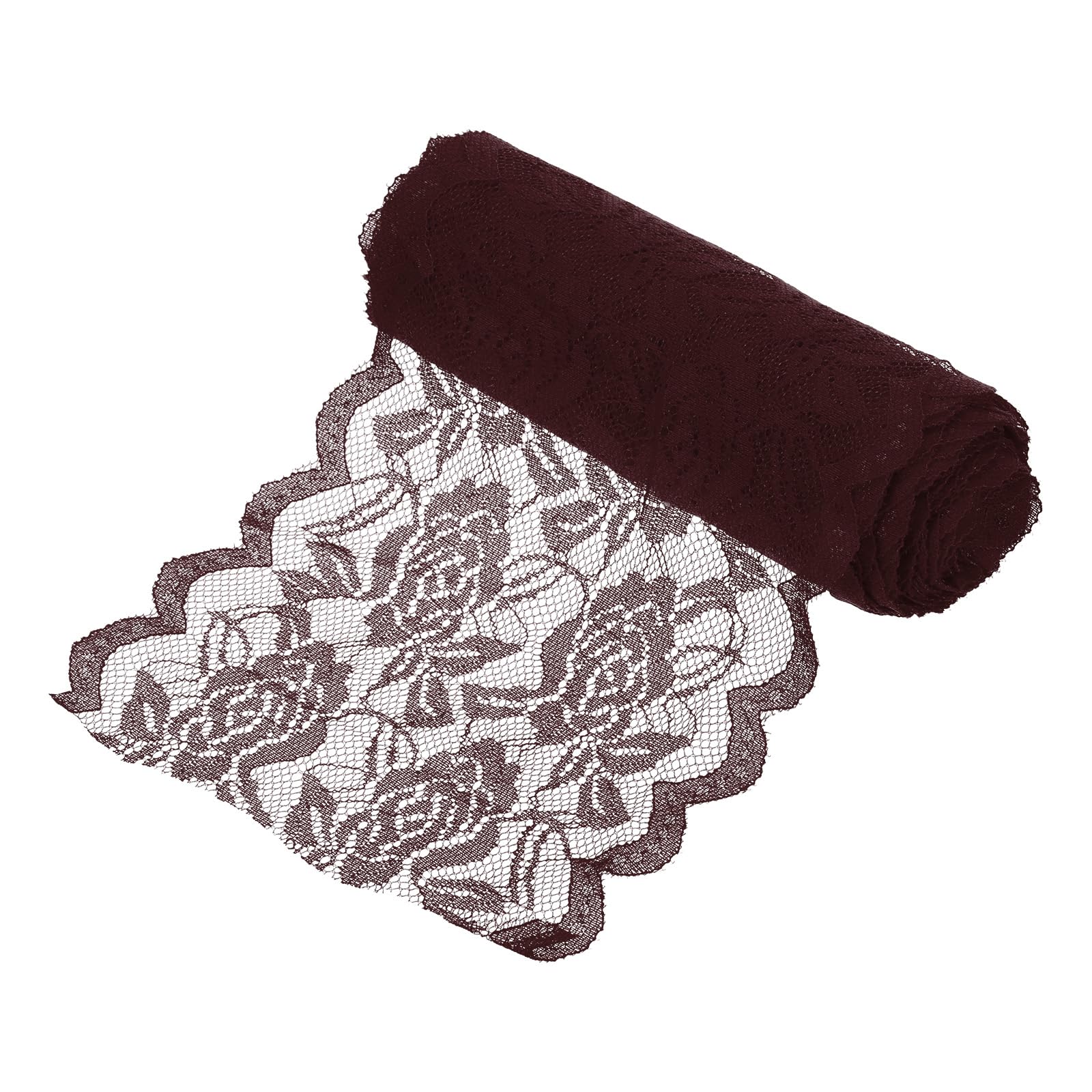 MECCANIXITY 6 Inch Wide 11 Yard Lace Ribbon Floral Pattern Brown Lace Trim Ribbon for Sewing Making, and DIY Crafts, Gift Wrappi
