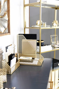 Blu Monaco 6 Piece Cute Gold Desk Organizer Set - Desk Organizers And Accessories For Women - Cute Office Gold Desk Accessories