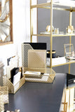 Blu Monaco 6 Piece Cute Gold Desk Organizer Set - Desk Organizers And Accessories For Women - Cute Office Gold Desk Accessories