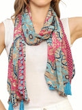 Ke Kanha Export Women Scarf|Stole For Women|Scarf For Women Stylish|Stall For Women|Border Print Face Cover Head Wrap|Boho|Beach
