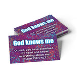 Logos Trading Post God Knows Me, Psalm 139:1, Bulk Pack of 25 Christian Affirmation Scripture Cards for Kids, Bible Memory Verse