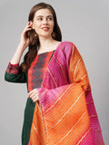 Gosriki Women'S Cotton Straight Kurta With Palazzo & Dupatta (Kpzd-Cot-10097-Green_L-Go_Green_Large),Green,,B09P672DYZ