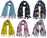 Fusfus WomenS Printed Chiffon Scarves And Stoles, Free Size(Multicolour, Fs976) Pack Of 6 (Multicolor3)