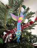Hummingbird Hanging Figurine Ornament Czech Glass Seed Bead Fringe Tail Dangles - Handmade Gifts Spirit Animal Boho Accessories