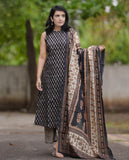 Gosriki Women'S Rayon Blend Straight Printed Kurta With Pant & Dupatta (Canasi Blue-Gs_S_Blue_Small),Blue,,B0DBM2R74V