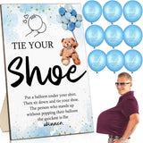 Roowest 51 Pcs Tie Your Shoe Baby Shower Game Sign Wooden Sign Greenery Gift Sets Gender Reveal Party Favors 50 Balloons Latex B