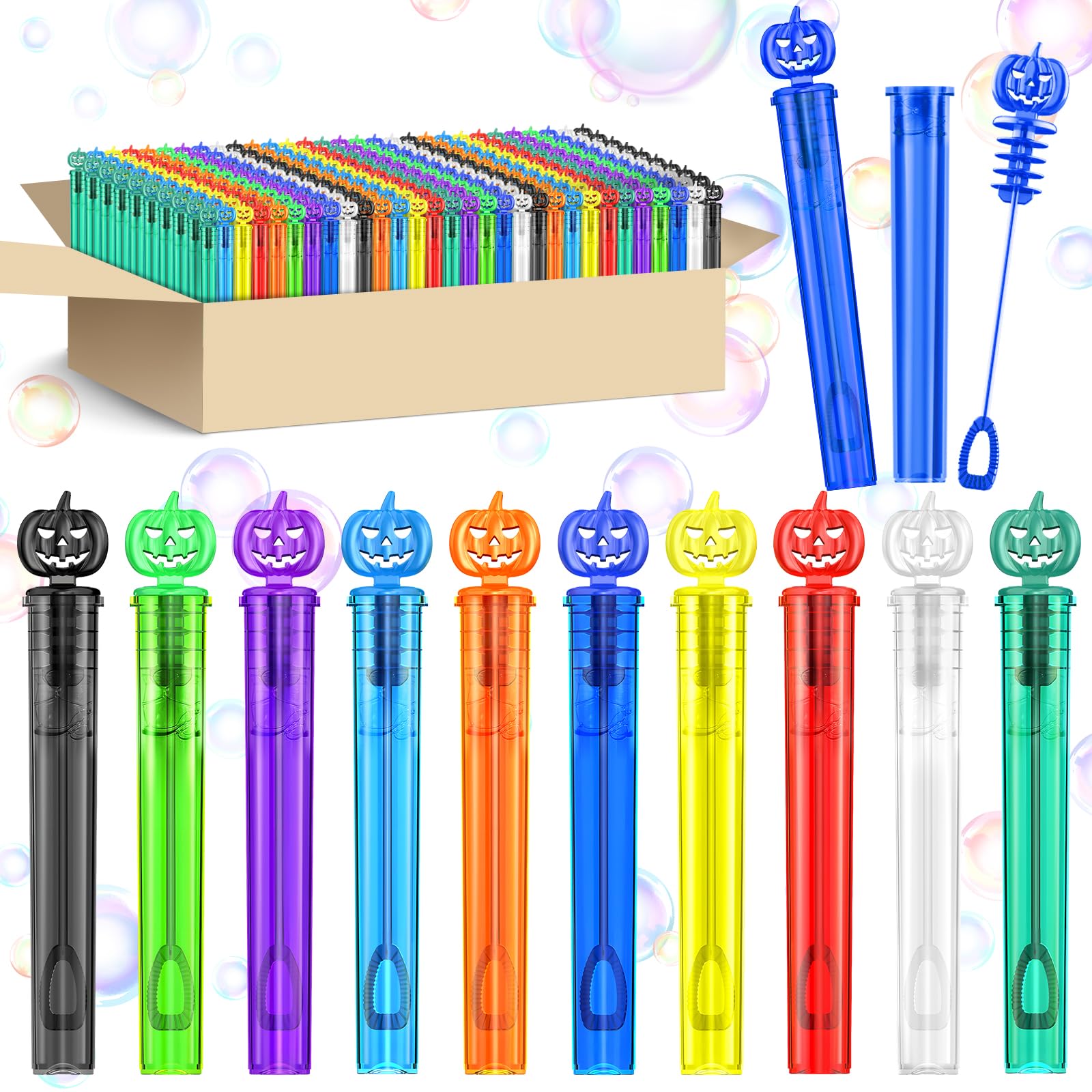 SpringFlower Halloween Party Favor for Kids, 400 Pcs Halloween-Themed Mini Bubble Wands for Halloween Party Favor Supply Goodie 