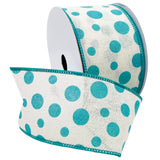 Morex Ribbon Wired Linen Bubble Dots Ribbon, 2.5 inches by 10 Yards, Teal, 7578.60/10-342