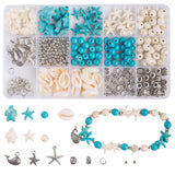 ToBeIT 325Pcs Turquoise Sea Turtle Beads Starfish Bead Blue White Tortoise Turtle Charms Summer Beach Animal Spacer Bead Shell C