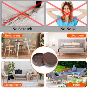 Non Slip Furniture Coasters - Premium Rubber Pads for Hardwood Floors | Anti Slip Furniture Pads | Floor Protectors and Stoppers