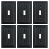 6-Pack Classic Beadboard Single Toggle Light Switch Cover Plate, Unbreakable Polycarbonate Decorative Switch Plate Covers, Matte