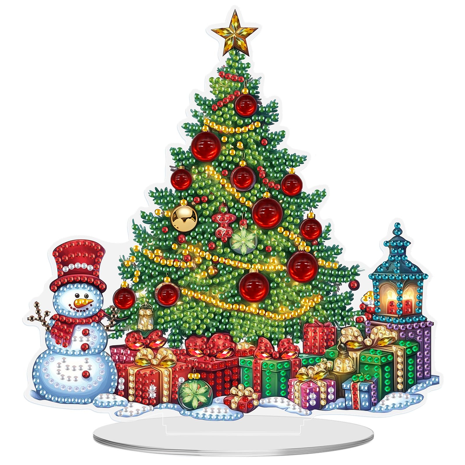 MEIYUDA Christmas Diamond Art Tabletop Kits, DIY Christmas Tree Special Shaped Crystal Desktop Diamonds Painting Ornaments for A
