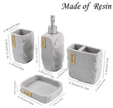 Hymmah Bathroom Accessories Set,Marble Design Toothbrush Holder,Farmhouse Bathroom Decor,4 Pcs Resin Gift Set Apartment Necessit