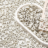 CYEENUT 500pcs Letter Beads Large Alphabet A-Z Plastic Letter Beads Silver Color Acrylic Bead for DIY Crafts Bracelet Necklace E