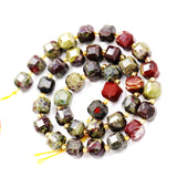 Malahill Wholesale Natural Faceted Stone Beads for Jewelry Making Sold per Bag 5 Strands Inside Cube Russia Bloodstone 8mm