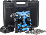 NEIKO 10882A Cordless Rotary Hammer Drill, Includes 20-Volt Li-ion Rechargeable Battery, Fast Charger, SDS Plus Hammer Drill, He