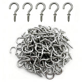 IDEALSV 100 Pcs (304) Stainless Steel Screw Hooks 5/8 Inch Small Hook Screw-in Light Hooks Outdoor and Indoor Hanging