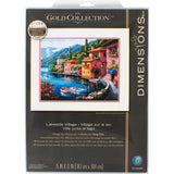 Dimensions 7035285 Gold Collection Seaside Summer Village Advanced Counted Cross Stitch Kit, 16 Cnt. Light Blue Aida, 15 x 12