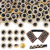 130 PCS 12MM Sew on Rhinestones For Bedazzling, Black Crystal Flower Shape Claw Flatback Rhinestones for Crafting, Glass Rhinest