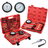 Therwen 45 Pcs Gauge 0-140 Psi Fuel Injection Pressure Tester Kit 8 Pcs Gauge 0-300 Psi Compression and Spark Plug Tester, Oil P