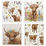 LARTSFRO Highland Cow Floral Gifts Swedish Dishcloths for Kitchen, 4 Pack Dish Towels Housewarming Gift for Farmhouse Kitchen, P