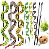 URMYONLY Interactive Cat Toy Wand with Catnip Mouse, Cat Teaser Wand Rainbow String for Bored Indoor Adult Cats and Kittens (8 P