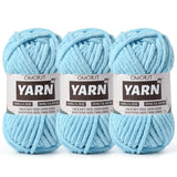 3 Pack Azure Fluffy Chunky Chenille Crochet Yarn, Baby Yarn for Crocheting Soft Blanket, Bulky Velvet Yarn (100g/54.8yds Each), 