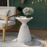 COSIEST Outdoor Side Table, Mushroom Shaped MgO Accent Table, Lightweight Patio End Table w Round Base, Top Plant Stand for Gard