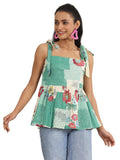 Libas Women'S Cotton Printed Anarkali Kurtis (29378O_Green_S)