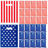 Kolldenn 50 Pieces 4th of July Party Favor Gift Bag 8 x 10 Inch Plastic American Flag Patriotic Goodies Treat Candy Bag for Memo