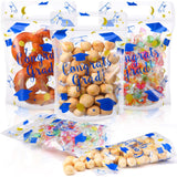 Teenyyou 60 Pcs Graduation Party Favor Bags Plastic Grad Zip Closure Bags with Handles Congrats Grad for Candy Treat Goodie Cook