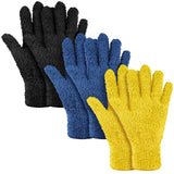 Patelai 3 Pairs Microfiber Plant Dusting Gloves Leaf Cleaning Gloves for Indoor Plants, Blinds, Furniture, House(Large,Black, Na