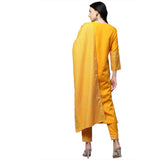 Anni Designer Women'S Cotton Kurta With Palazzo & Dupatta (Battery Yellow X-Large),Yellow,XL,Cotton,Palazzo,