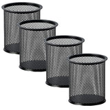 Estervig Cylindrical Black Mesh Metal Desk Pen Holder for Study Table & Office Round Pencil Holder, Pen Organizer for Desk, an