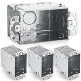Yaocom 4 Pcs 3 x 2 Gangable Electrical Box Switch Box with Plaster Ears, 3-1/2 Deep Electrical Box, Metal Outlet Box Conduit Box