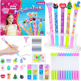 MOMUSE 50 Accessories DIY Pen Making Kit, Fun Pen Creator Studio - Making 12 Sparkly Pens with Sequins Beads, Creative Art Craft