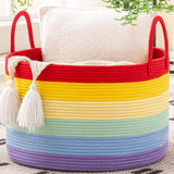 KAKAMAY Large Blanket Basket (20x13),Woven Baskets for storage Baby Laundry Hamper, Cotton Rope Blanket Basket for Living Room, 
